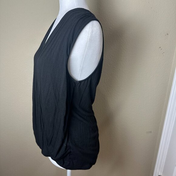 ELLA MOSS Asymmetrical Drape Wrap Front Top Black Size Large - Picture 5 of 10